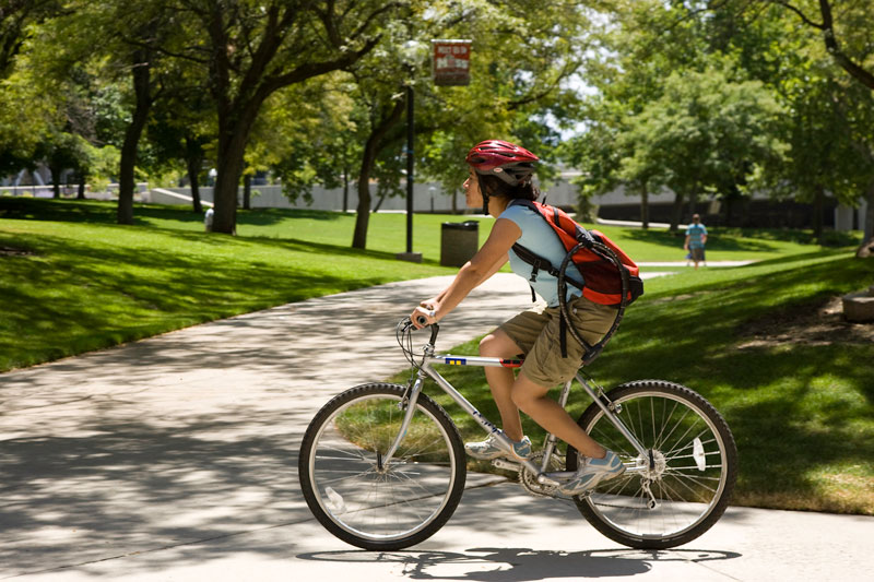 student on bike